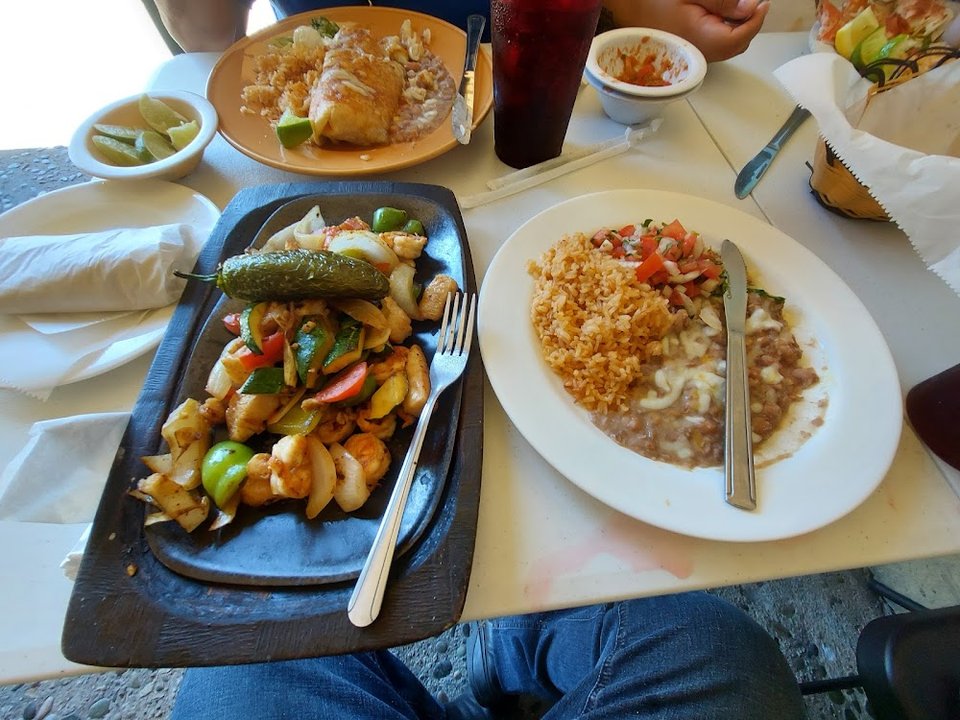 Mexican menu board with steak and seafood